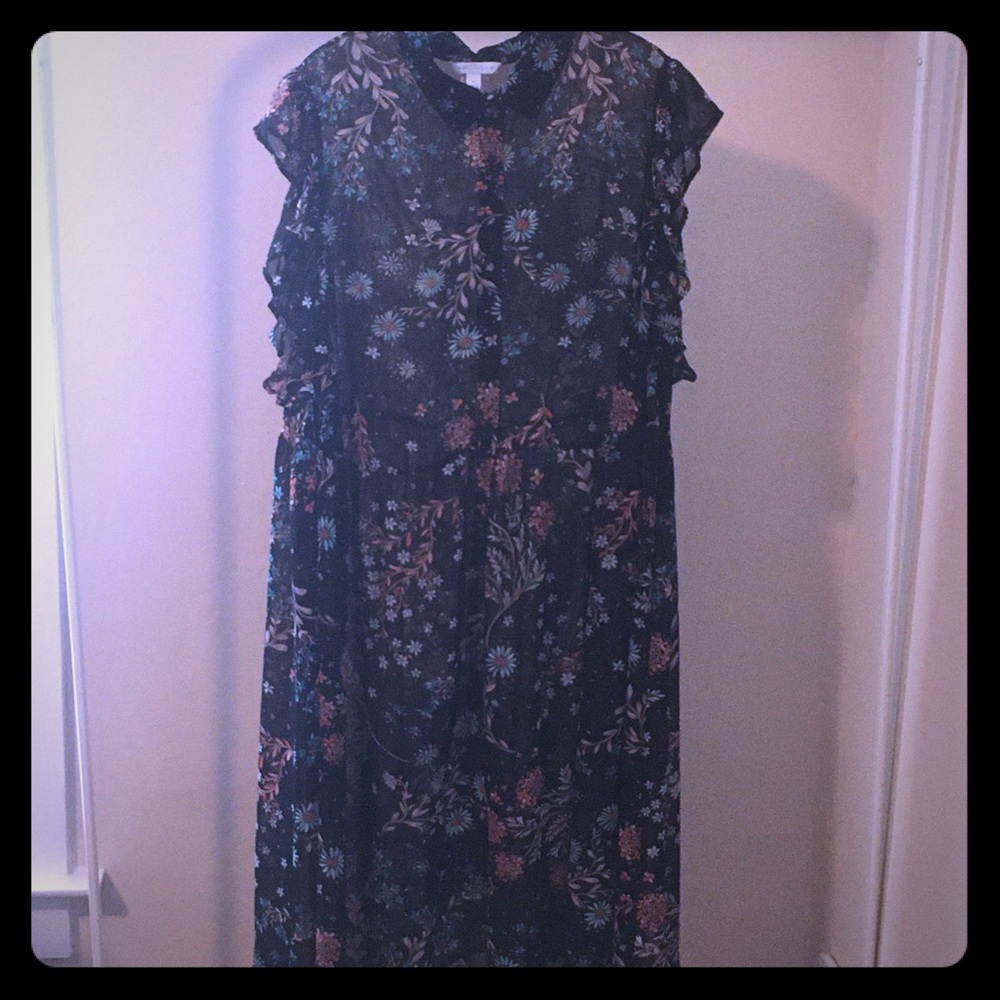 Black Floral Duster/Jacket - Plus